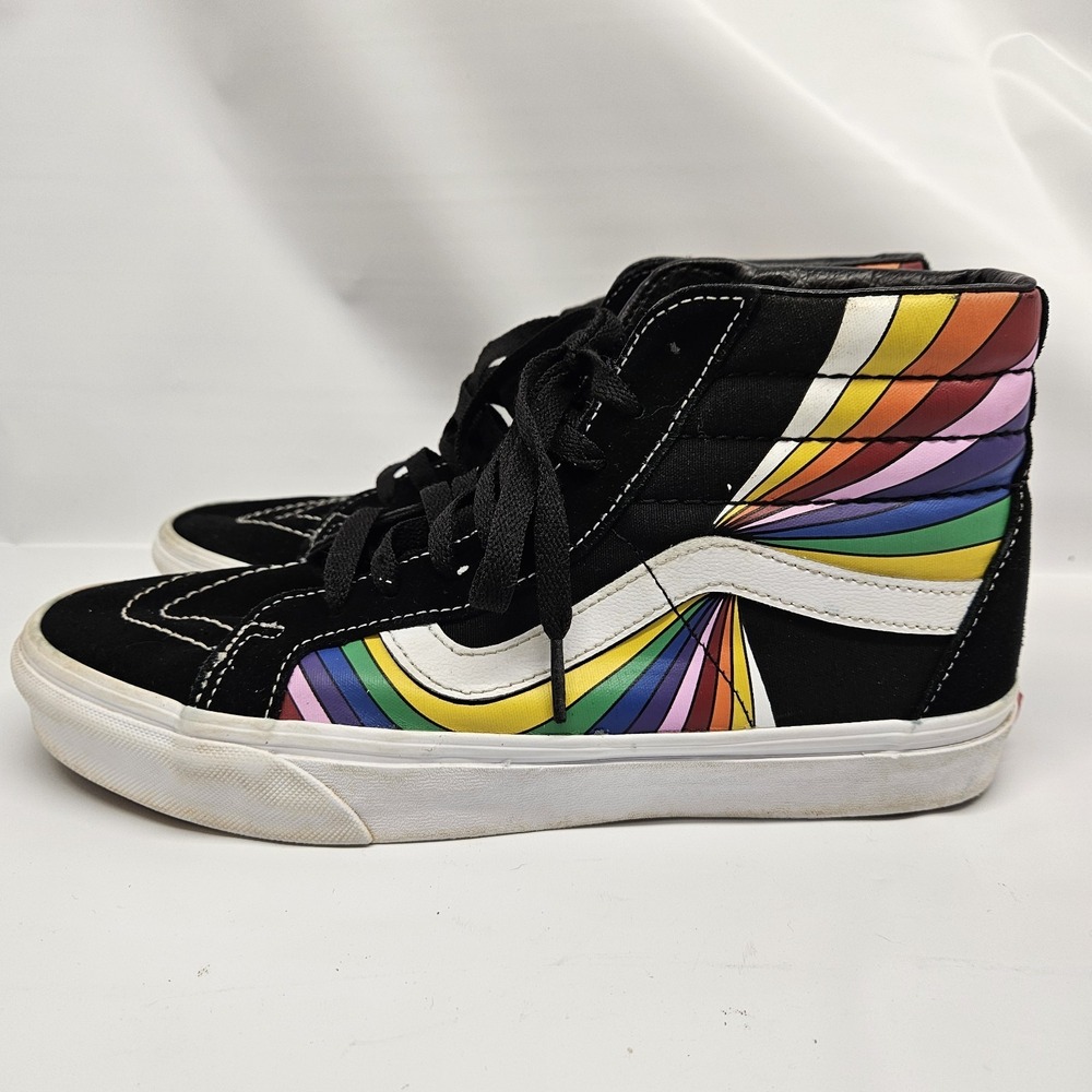 VANS Sk8-Hi Reissue Refract Rainbow Stripe, Mens 9 Womens 10.5 Black Sneakers